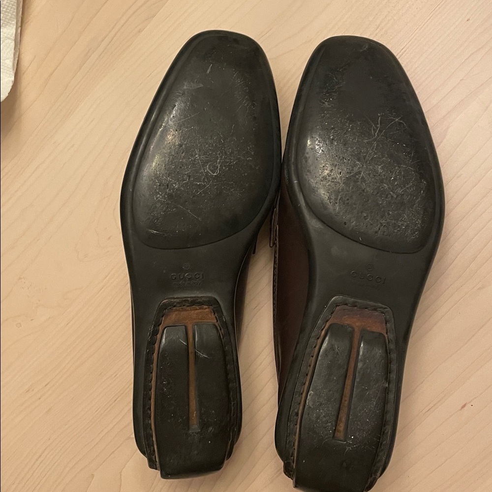 Gucci Brown Leather Horsebit Loafers with Gold Hardware - Picture 6 of 10